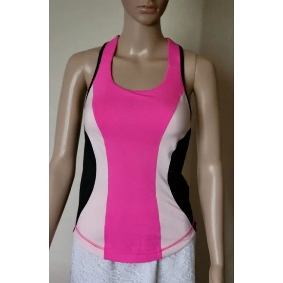 Lululemon Cardio Kick Tank Racer Back Bra Top Pink Black Pocket size 4 - Picture 1 of 5